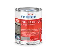 Remmers Lasure HK Grey-Protect Gris platine, 0,75 litres, Lasure bois Premium pour l'extérieur, effet grisaillement en 3 teintes de gris naturel, 3 protections du bois en 1.