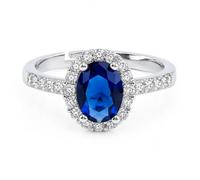 Remo Gammella Bague Open en argent 925 plaqué or blanc avec pierre colorée, bague en argent avec pierre colorée et zircone. Taille réglable Blu Zaffiro