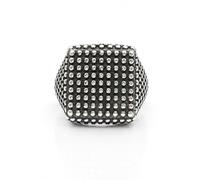Remo Gammella Bague unisexe en argent 925 réglable carré pointillé avec clous | Design géométrique moderne | Bague unisexe Urban Rock | Taille réglable 10-20