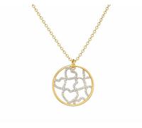 Remo Gammella Collier pour femme en argent 925 plaqué or avec pendentif cœurs entrelacés avec paillettes - Collier élégant cercle or - Longueur réglable 47-50 cm - Idée cadeau pour femme