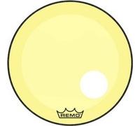Remo P3-1322-CT-YEOH - Peau de frappe Powerstroke 3 Colortone pour grosse caisse, jaune, 22, avec trou décentré de 5