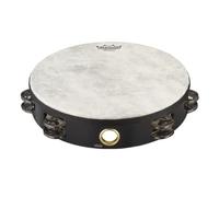 Remo World Percussion Tambourin 10" Double rangée - Cadre Acousticon, Peau Fiberskyn 3, Finition Quadura Noire, Accordé en usine, 8 paires de cymbalettes - TA-5210-70