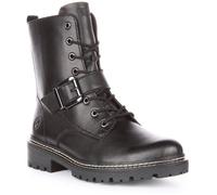Remonte D0B78 Bottes de motardes en cuir à lacets avec fermeture éclair sur le côté pour femmes en noir (Noir, 37) 38