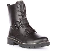 REMONTE D0Bt78-01 Léger Talon Boucle Fermeture Lacet Botte Noire Femmes UK 4 - 8