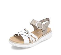 Remonte Damen Riemchensandalen D2K55, Frauen Sandalen,Lose Einlage,Flach,Sommerschuhe,Freizeitschuhe,offene Schuhe,Strandschuhe,Metallic (90),39 EU