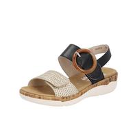 Remonte Femme R6853 Sandale, Beige doré Noir 02, 39 EU