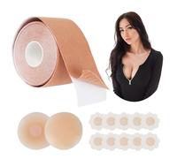 Remonte Sein Adhésif Boob Tape pour Le Lifting des Seins et Push Up, Convient pour A-G, avec 1 Adhésif Boob Tape, 5 Pétales de Sein en Satin, 2 Cache Tetons en Silicone Invisibles