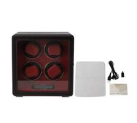 Remontoir automatique pour 4 montres mécaniques, cuir microfibre, déverrouillage par empreinte digitale, USB silencieux, boîte de rangement pour la maison (Noir)