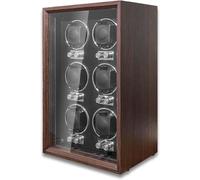 Remontoir automatique pour 6 montres - Design grain de bois, 5 programmes personnalisables avec contrôle de la vitesse, moteur silencieux, éclairage d'ambiance LED, vitrine haut de gamme
