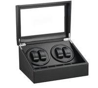 Remontoir Automatique pour Montre Boîtier de Montre en Cuir synthétique avec Moteur Silencieux Fonctionne sur Piles ou Bloc d'alimentation pour Montres automatiques(Faser aus Kohlenstoff)