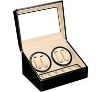 Remontoir Automatique pour Montre Boîtier de Montre en Cuir synthétique avec Moteur Silencieux Fonctionne sur Piles ou Bloc d'alimentation pour Montres automatiques(Schwarz Klavierlacken-116B)