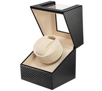 Remontoir automatique pour montres Rolex et autres montres de luxe - Cuir noir de qualité supérieure en fibre de carbone, moteur silencieux japonais, alimenté par batterie ou USB, cadeau pour homme et