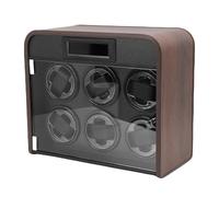 Remontoir de Montre à 6 Emplacements avec Lumière LED Contrôlée par Smartphone - Fonctionnement Silencieux et Cinq Niveaux Réglables pour Les Grandes Marques de Montres - Matériau en Bois