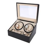 Remontoir Montre Automatique 4 + 6, Rotate Watch Winders Boîte à Bijoux de Rangement en Cuir PU Boîtier de Montre en Cuir avec Moteur Silencieux 31 x 24 x 18 cm