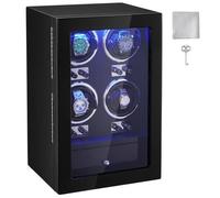 VEVOR Remontoir pour montres, Remontoir automatique pour montres, Watch Winder, Remontoir automatique pour montres, place pour 4 montres, éclairage LED, 150-207 mm Longueur de courroie réglable