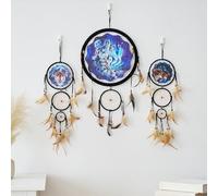 Remorelt - Attrape-rêves loup, aigle, ours - Décoration murale pour chambre à coucher, décoration d'intérieur de Noël, accessoire de chambre, décoration de plumes de lune blanches - Pendentif mural