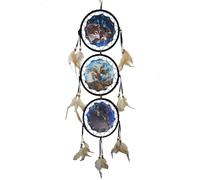 Remorlet Attrape-rêves loup, aigle, ours, décoration murale pour chambre à coucher, décoration d'intérieur, accessoire de chambre, décoration en plumes - Pendentif mural unique pour la maison (15,2 cm