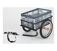 Remorque 16 pouces avec bras pour remorque vélo ou à pied ( Chassis Noir / Caisse Gris )