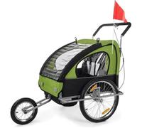 Remorque 2 Enfants 2en1 Pour Velo Et Jogger Vert/Noir Multicolore
