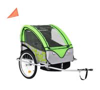 Remorque à vélo 2-en-1 - vidaXL - Vert et gris - Pour enfants - Vélo loisir