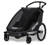 Fuxtec Remorque à Vélo Sport Cruiser Noir Convertible 2 en 1 Aluminium pour 1 Ou 2 Enfants Poussette Pliable et Appuie tête en Option