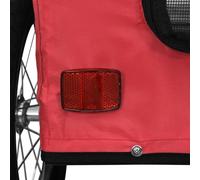 Remorque à Vélo pour Animaux de Compagnie, Cadre en Fer Durable, Conduite Confortable avec Couverture en PVC, Tissu Rouge Oxford, Grandes Roues, Réflecteurs et Drapeau pour Les