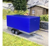 Remorque bâchée pour voiture particulières, 2 essieux, bleu - HERPA 052627-004 -