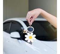 Remorque clé - Pendentif Daisy Bees | Anneau de clé en acier inoxydable avec remorque de fleur, remorques de poche personnalisée, pendentifs en chaîne de voitures, souvenir cadeau pour femmes hommes