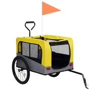 Remorque de bicyclette VENTE-FLASH - Remorque de vélo - pour chiens et poussette 2-en-1 jaune et gris @14245691