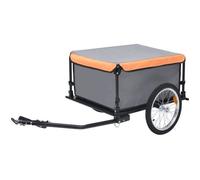 vidaXL Remorque de bicyclette – Capacité 65 kg – Pliable – 136x72x58 cm – Gris et orange