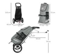 Remorque de transport & chariot à provisions 2 en 1 Pour remorque de vélo, avec colliers de liaison, 24,3kg, 55L, Alu+Oxford, Gris