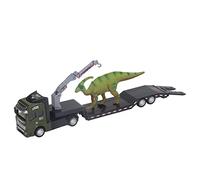 Remorque de transport de dinosaures 1:50, camion porte-dinosaures en alliage à haute simulation, jouet avec figurine de dinosaure réaliste, véhicule de transport préhistorique (Parasaurolophus)