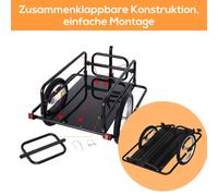 Remorque de Transport Homcom pour Vélo 40kg Capacité Pliable Noir 155x71.5x77cm Transport Facile