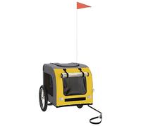 Remorque de transport pour chien pour vélo, légère et stable, en tissu Oxford avec cadre en fer, idéale pour les chiens jusqu'à XX kg, jaune/gris, transport sûr pour les visites vétérinaires et les