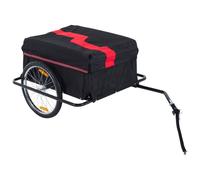HOMCOM Remorque de Transport vélo Cargo Barre d'attelage Incluse Housse Amovible 4 réflecteurs Charge Max. 40 Kg Noir Rouge
