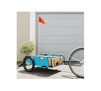 vidaXL Remorque de vélo bleu tissu oxford et fer, chariot de vélo, chariot de vélo, remorque de vélo pour enfants, poussette 94177