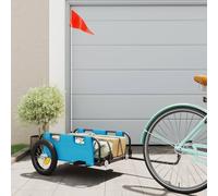 Remorque De Vélo Cargo Bleu Tissu Oxford Et Fer