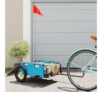 Remorque De Vélo Cargo Bleu Tissu Oxford Et Fer