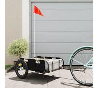 Remorque De Vélo Cargo Noir Tissu Oxford Et Fer