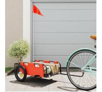 vidaXL Remorque de vélo cargo - Orange - Tissu Oxford et fer
