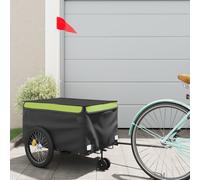 Vidaxl Remorque De Vélo Noir Et Vert 45 Kg Fer
