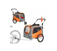 Remorque de Vélo Chien Pliable Charge 30 kg Poussette Animaux de Compagnie 2en1 Cadre Facile à Plier avec Roues à Dégagement Rapid