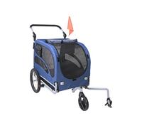 VEVOR Remorque de Vélo Chien Pliable Charge 45 kg Poussette d'Animaux de Compagnie 2en1 Cadre Facile à Plier avec Roues à Dégagement Rapide, Coupleur de Vélo Universel, Réflecteurs, Drapeau, Bleu/Noir