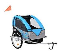 Remorque de vélo et poussette 2 en 1 bleu et gris Bleu G