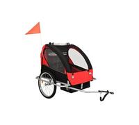 vidaXL Remorque à vélo et poussette pour enfants 2-en-1 Rouge et noir 91375