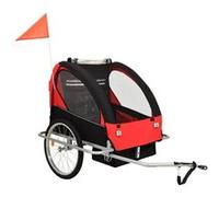 Remorque de vélo et poussette 2 en 1 noir et rouge Rouge G