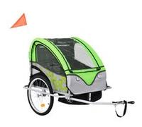 Remorque de vélo et poussette 2 en 1 vert et gris Vert G