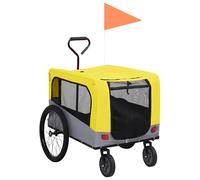 vidaXL Remorque de vélo/poussette 2-en-1 pour chien Bleu et gris