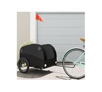 vidaXL Remorque de Vélo, Chariot de Transport avec Barre d'Attelage, Remorque à Bagages, Remorque de Bicyclette Extérieur, Noir 45 kg Fer