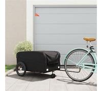 vidaXL Remorque de Vélo, Chariot de Transport avec Drapeau, Chariot de Vélo, Remorque de Bicyclette, Remorque à Bagages, Noir 45 kg Fer